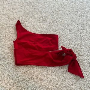 Urban Outfitters Red One-Shoulder Tie Knit Tank Top